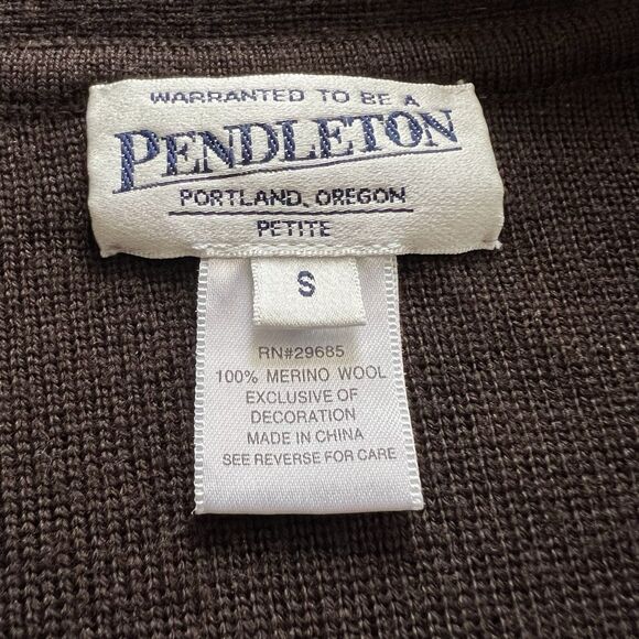Pendleton Merino Wool Embroidered Cardigan Sweater Womens Small Petite Brown‎ - Picture 5 of 5